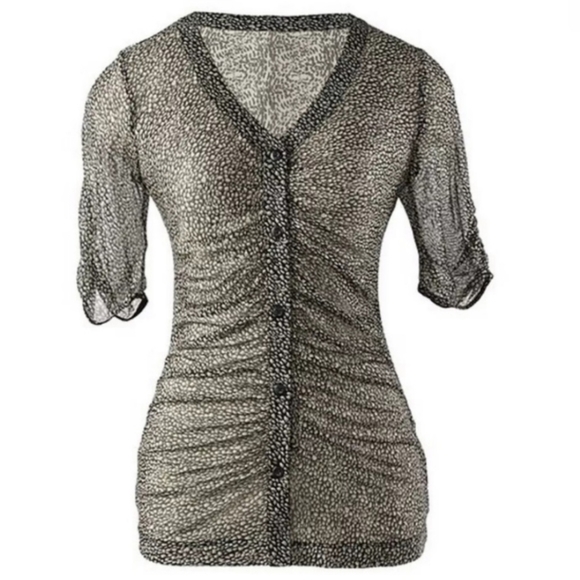 Cabi V Neck Bottom Gethered Placket Blouse - Picture 6 of 16